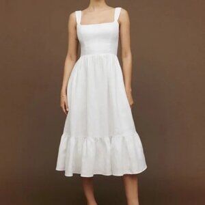 REFORMATION Bucatini White Linen Dress 8